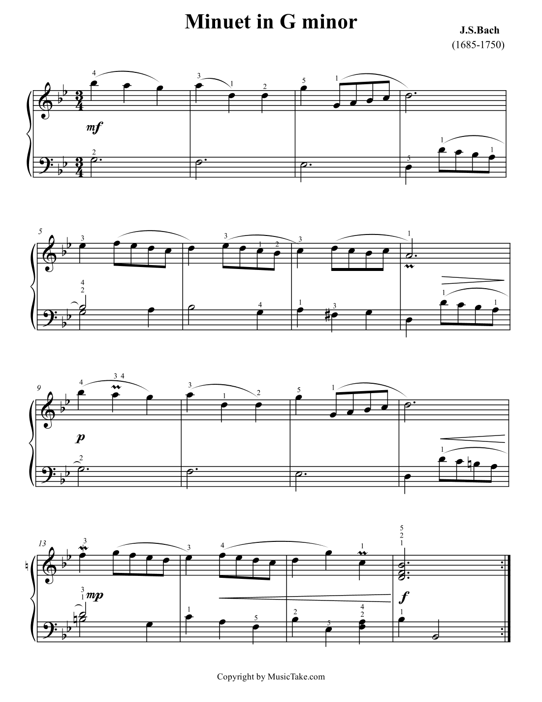 Bach Minuet in G minor (arr. Ben Choupak)