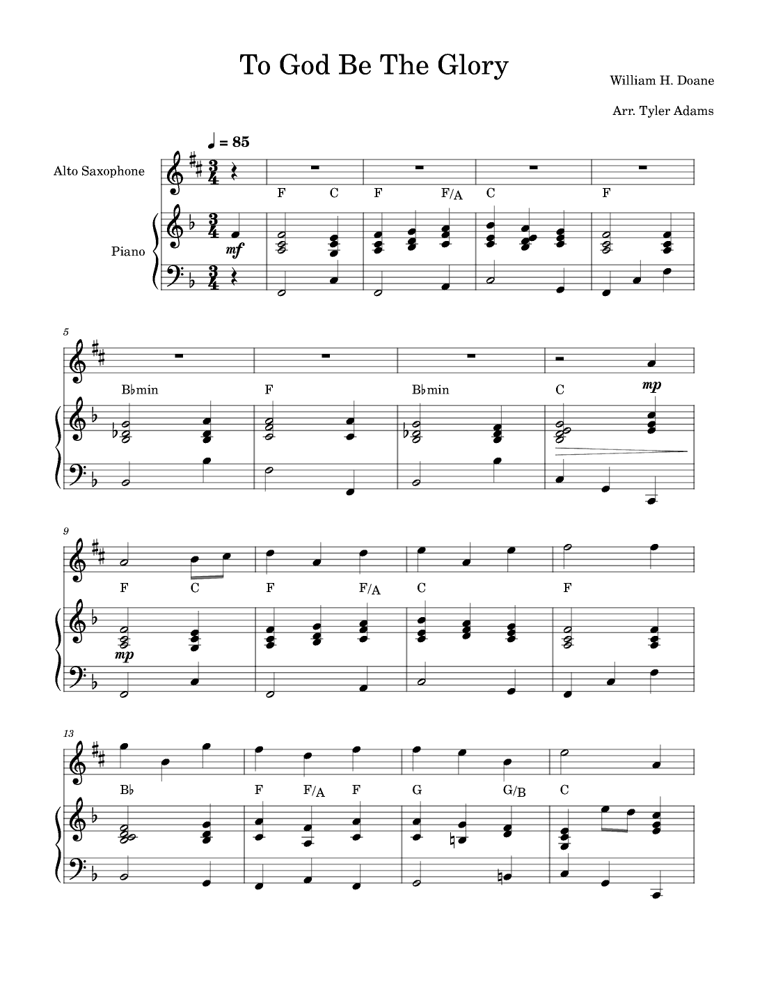 To God Be The Glory (Alto Sax Solo and Piano) (arr. Tyler Adams)