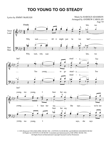 Too Young To Go Steady (arr. Andrew Carolan)
