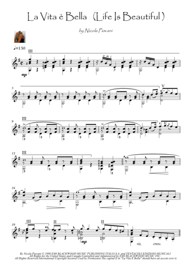 Life Is Beautiful (la Vita E Bella) (arr. PianoSheetNow)