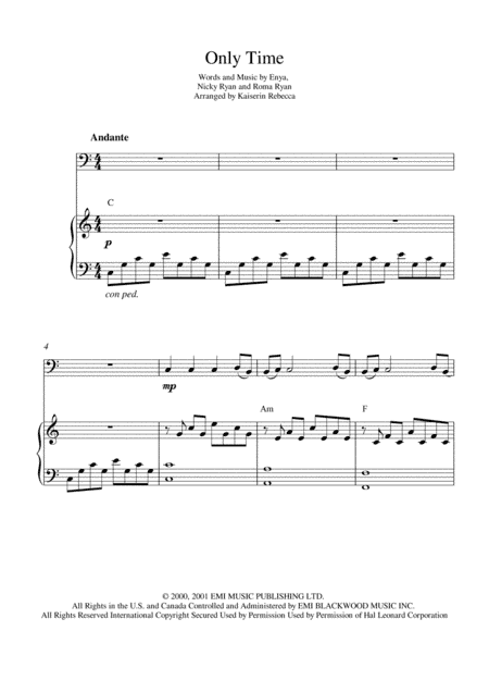 Only Time (arr. Kaiserin Rebecca)