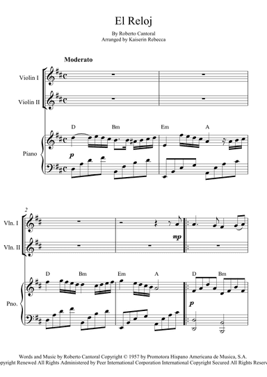 El Reloj (arr. Kaiserin Rebecca)