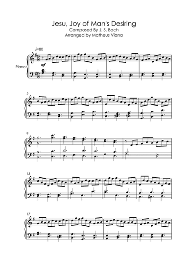 Jesu, Joy of Man's Desiring - J. S. Bach (For Solo Piano) (arr. Matheus Viana)