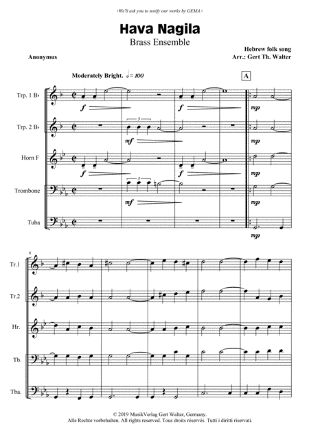 Hava Nagila (arr. Gert Th. Walter)