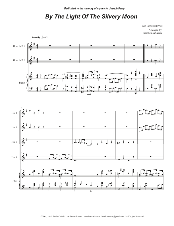 By The Light Of The Silvery Moon (French Horn Quartet and Piano) (arr. Stephen DeCesare)