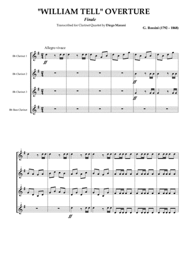 William Tell Overture for Clarinet Quartet (arr. Diego Marani)