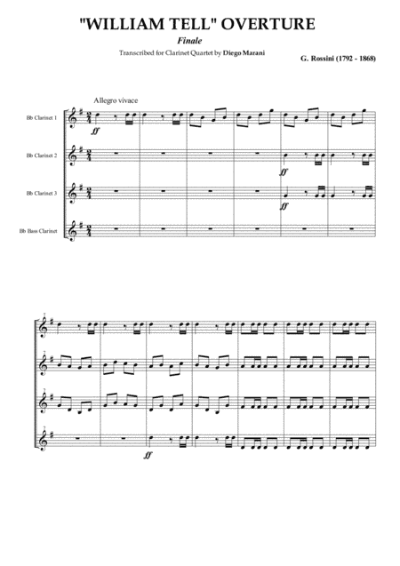 William Tell Overture for Clarinet Quartet (arr. Diego Marani)