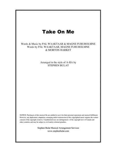 Take On Me (arr. Stephen Bulat)