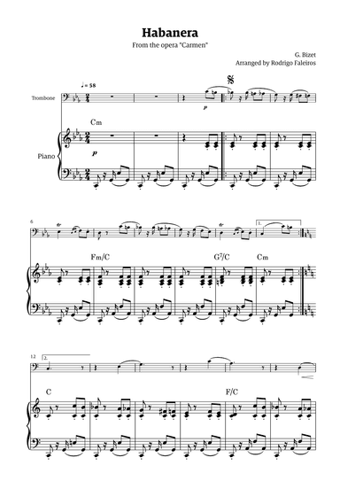 Habanera (for solo trombone w/ piano accompaniment) (arr. Rodrigo Faleiros)