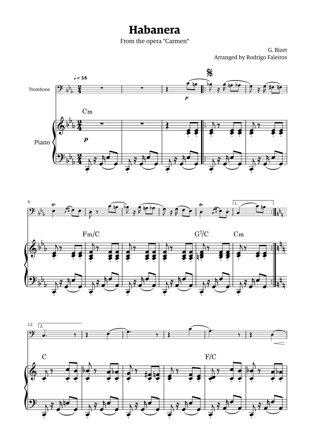 Habanera (for solo trombone w/ piano accompaniment) (arr. Rodrigo Faleiros)