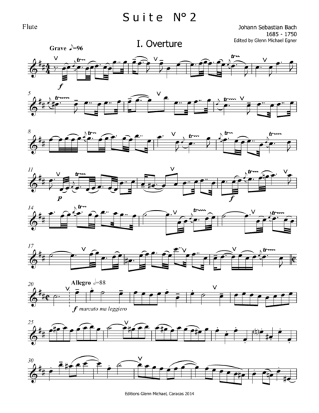 Bach Suite # 2 in B minor for flute & strings (arr. Editions Glenn Michael, Caracas, Venezuela)