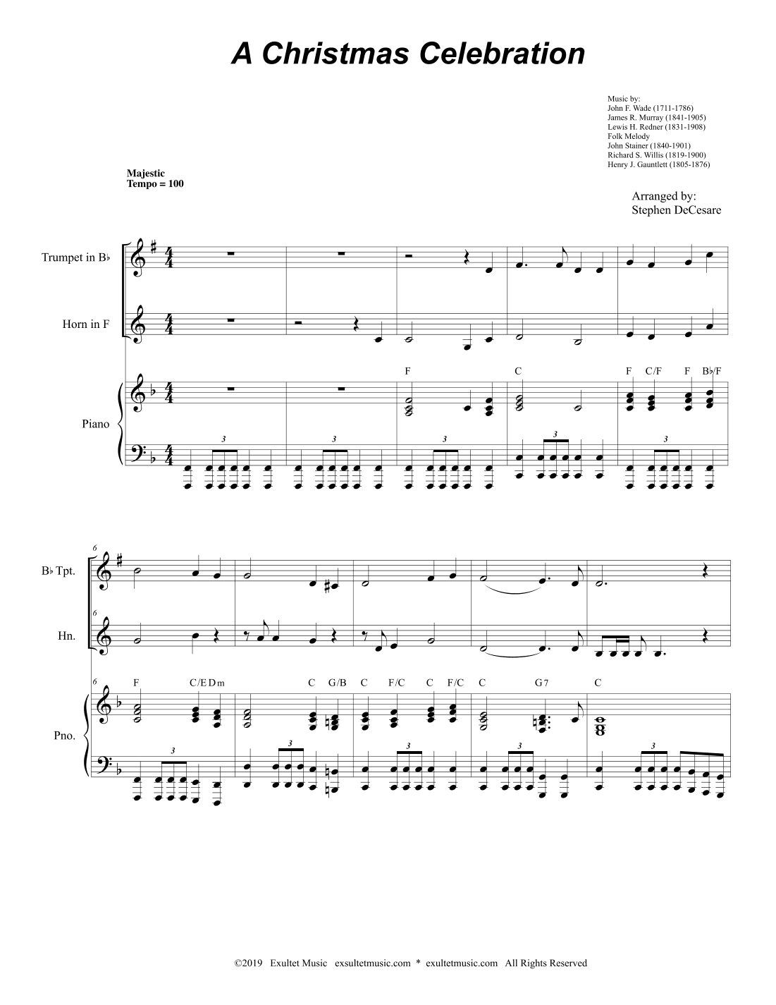 A Christmas Celebration (Duet for Bb-Trumpet and French Horn)