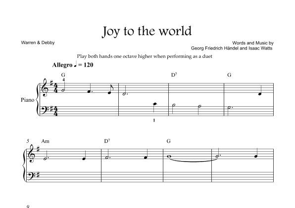 Joy to the world (arr. Warren & Debby)