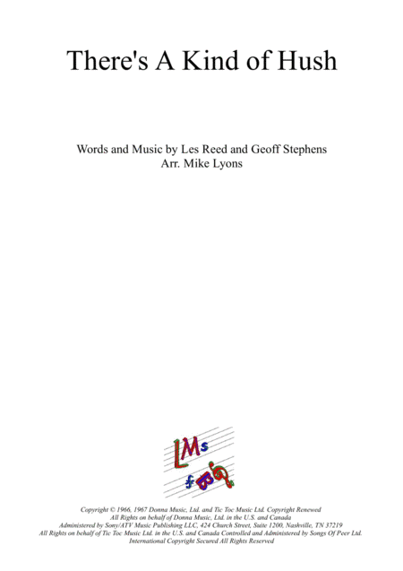 There's A Kind Of Hush (all Over The World) (arr. Mike Lyons)