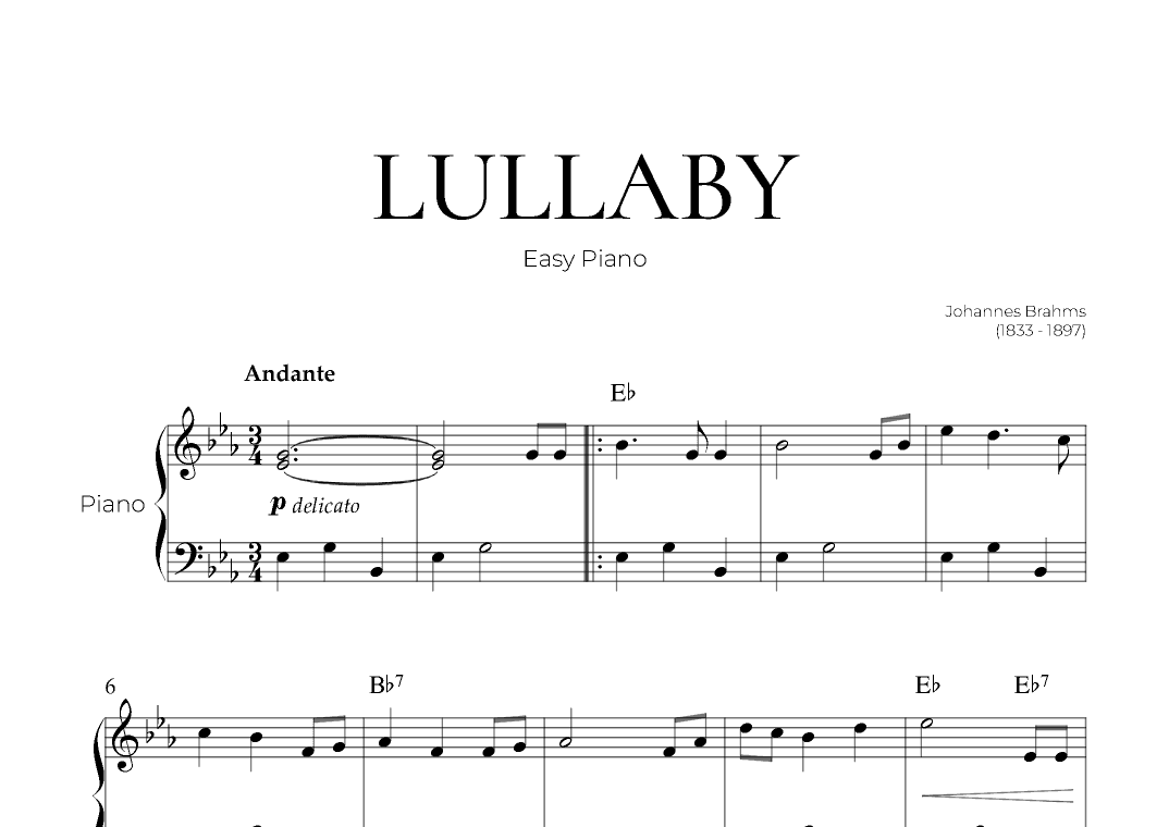 Lullaby (Easy Piano) - Johannes Brahms (arr. Pedro Merendi)