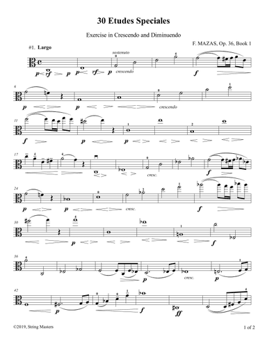 Mazas, Etudes for Viola Op 36, Book 1, No.01 (arr. String Masters)