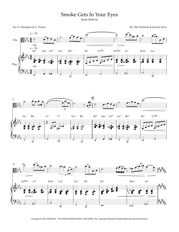Smoke Gets In Your Eyes (arr. Debra E. Stempien, Gregory H. Turner)