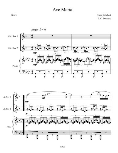 Ave Maria (Alto Sax Duet with Piano Accompaniment) (arr. B. C. Dockery)