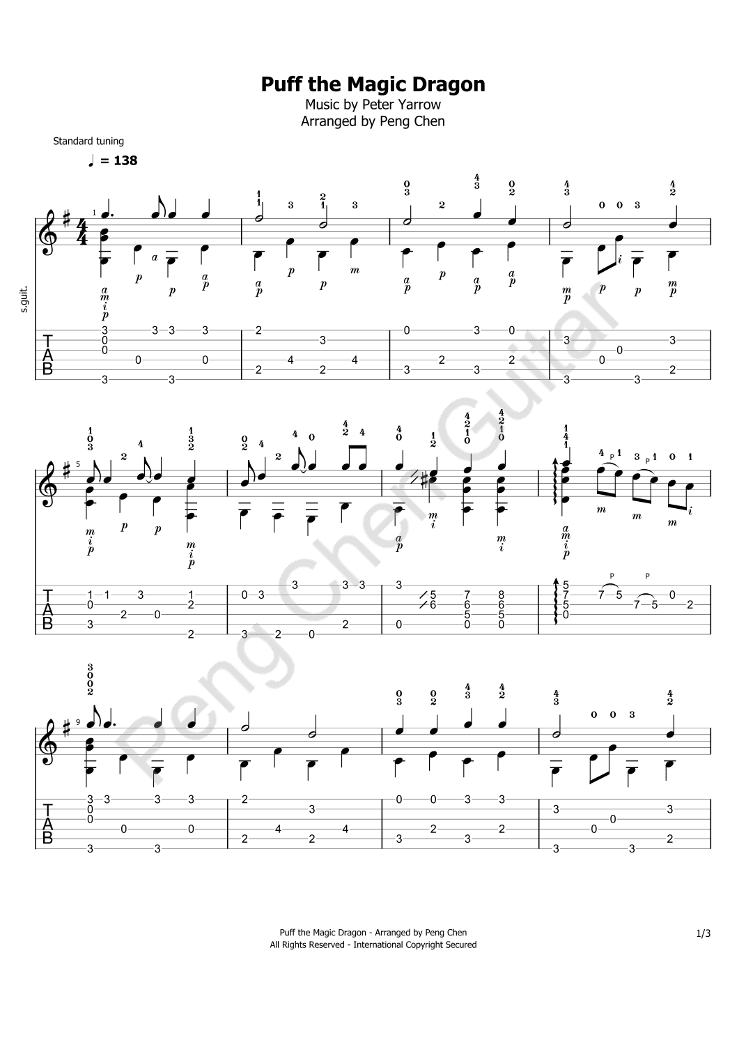 Puff The Magic Dragon (arr. Peng Chen)