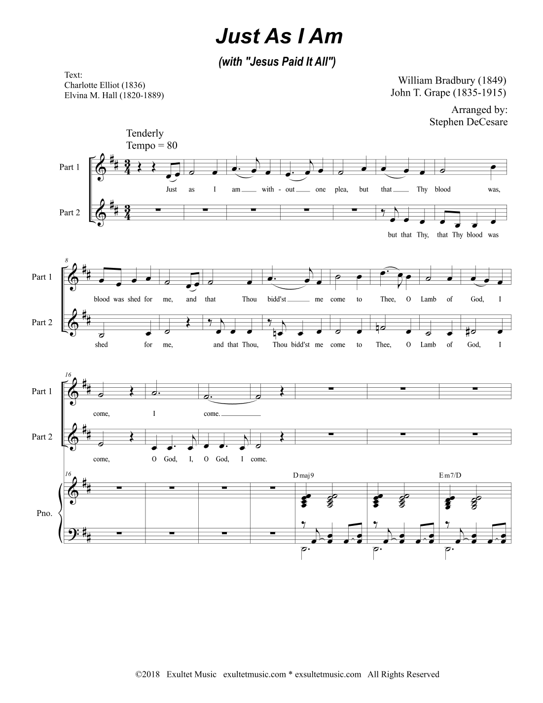 Just As I Am (with "Jesus Paid It All") (2-part choir) (arr. Stephen DeCesare)