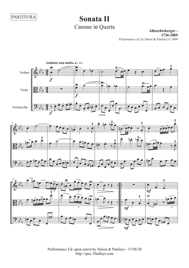 Albrechtsberger: Sonata n.2 Trio (violino, viola, violoncello/bassoon). Dr. Zoltan Paulinyi's editio (arr. Zoltan Paulinyi)