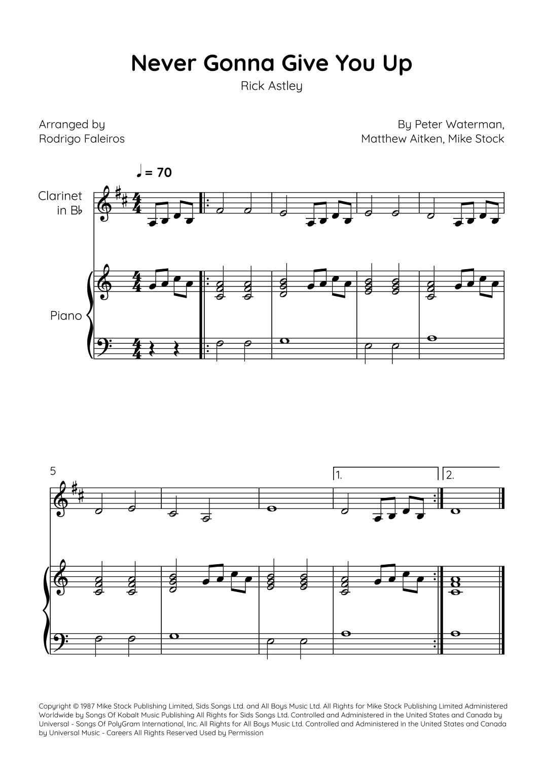 Never Gonna Give You Up (arr. Rodrigo Faleiros)