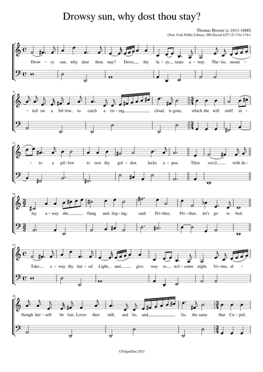 Drowsy sun, why dost thou stay? (Medium voice) (arr. Early Music Scores)
