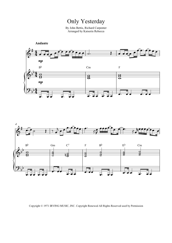 Only Yesterday (arr. Kaiserin Rebecca)