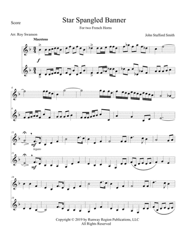 Star Spangled Banner for Two French Horns (arr. Roy Swanson)