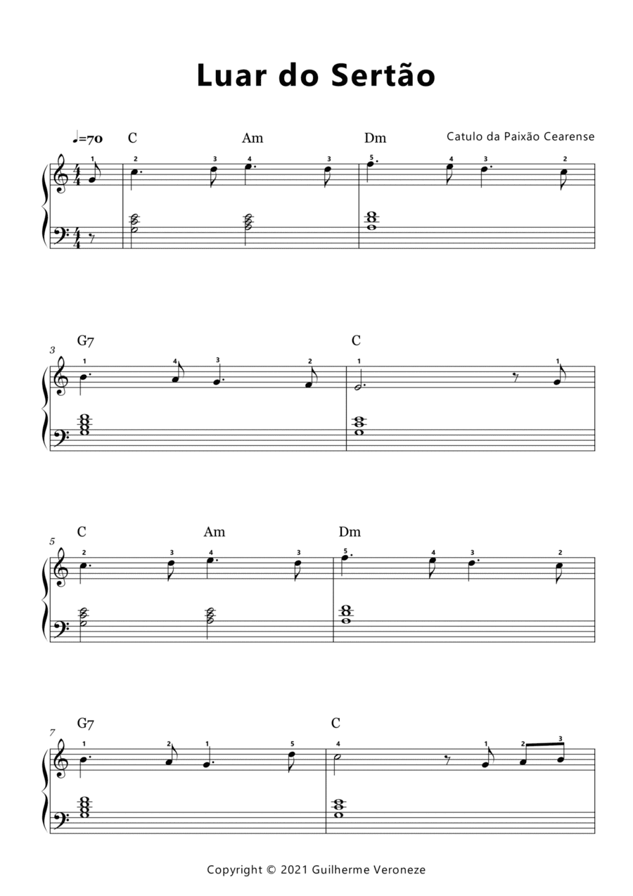 Luar do Sertão (Easy piano) (arr. Guilherme Veroneze)