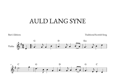 Auld Lang Syne (for Violin) (arr. Bart's Editions)