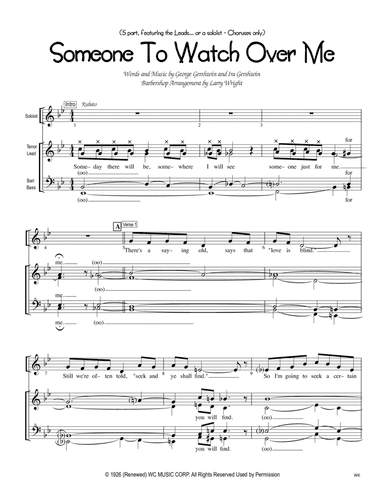 Someone To Watch Over Me (arr. Larry Wright)
