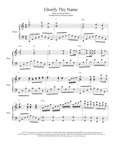 Glorify Thy Name (arr. Ronnie Leyland)