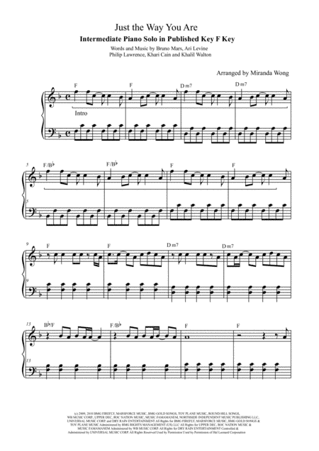 Just The Way You Are (arr. Miranda Wong)