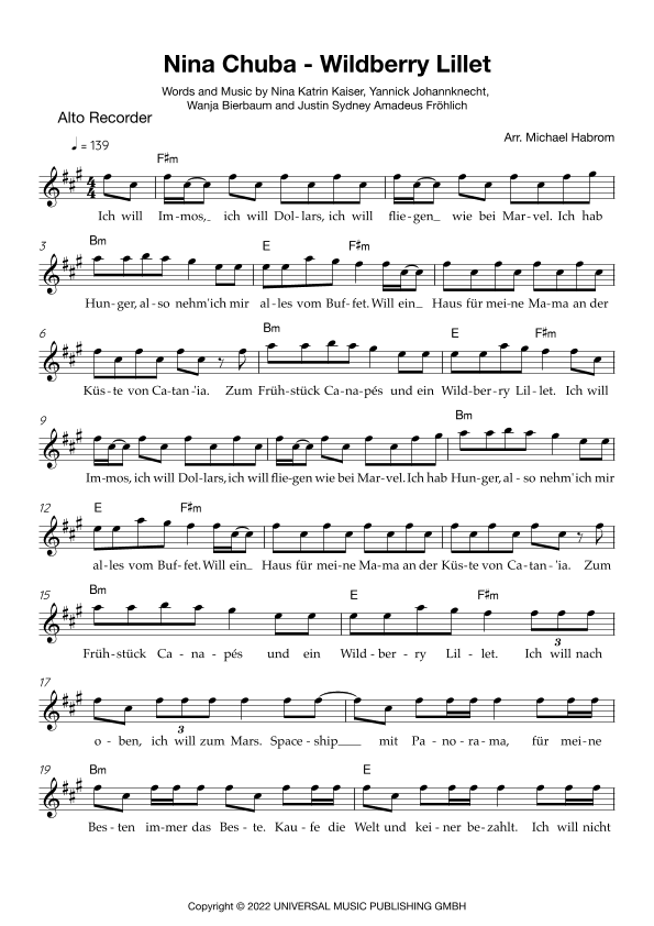 Wildberry Lillet (arr. Michael Habrom)