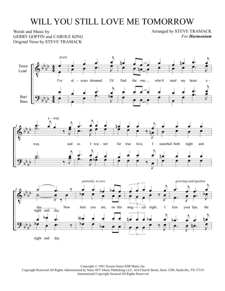 Will You Love Me Tomorrow (will You Still Love Me Tomorrow) (arr. Steve Tramack)