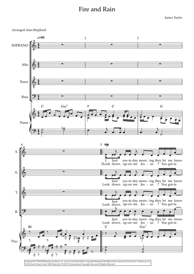 Fire And Rain (arr. Alan Shepherd)