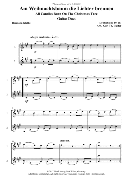 All Candles Burn On The Christmas Tree (arr. Gert Th. Walter)