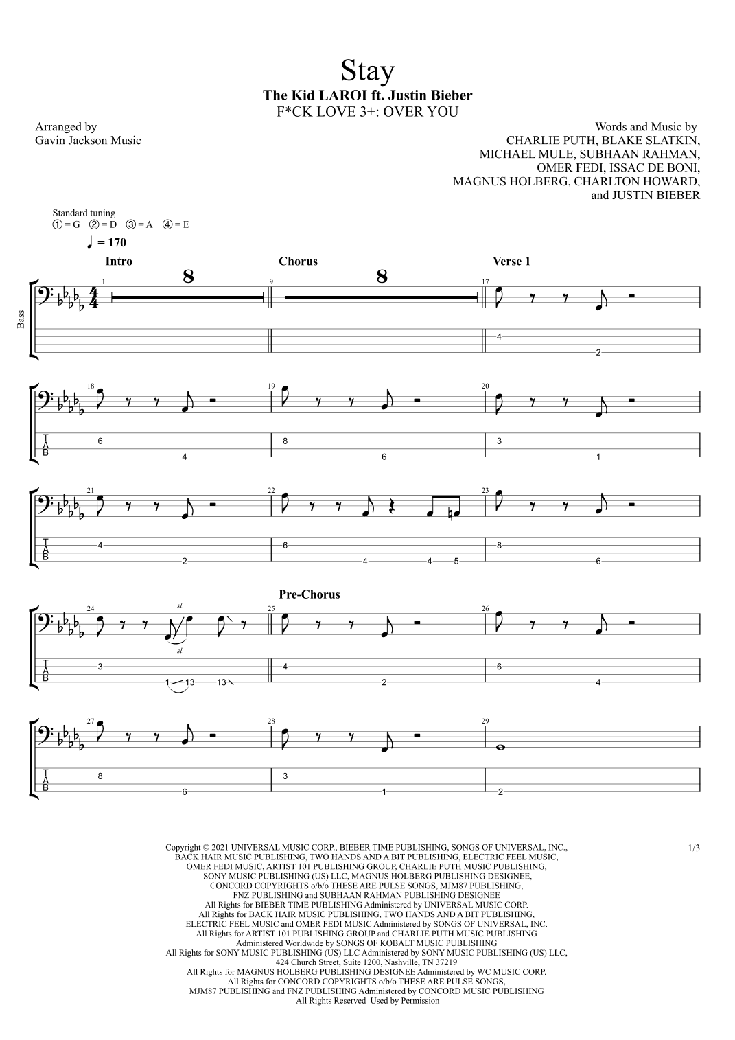 Stay (arr. Gavin Jackson Music)