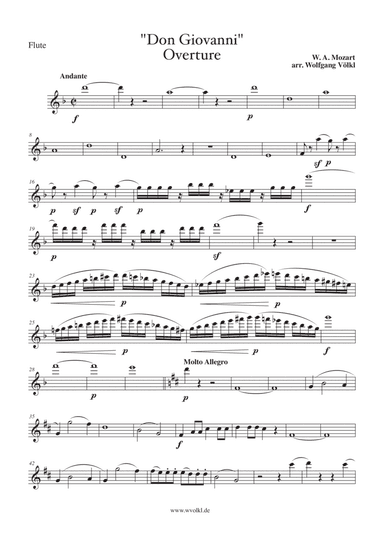 Don Giovanni - Overture - arr. for flute, violin, cello and piano - Parts (arr. Wolfgang Völkl)