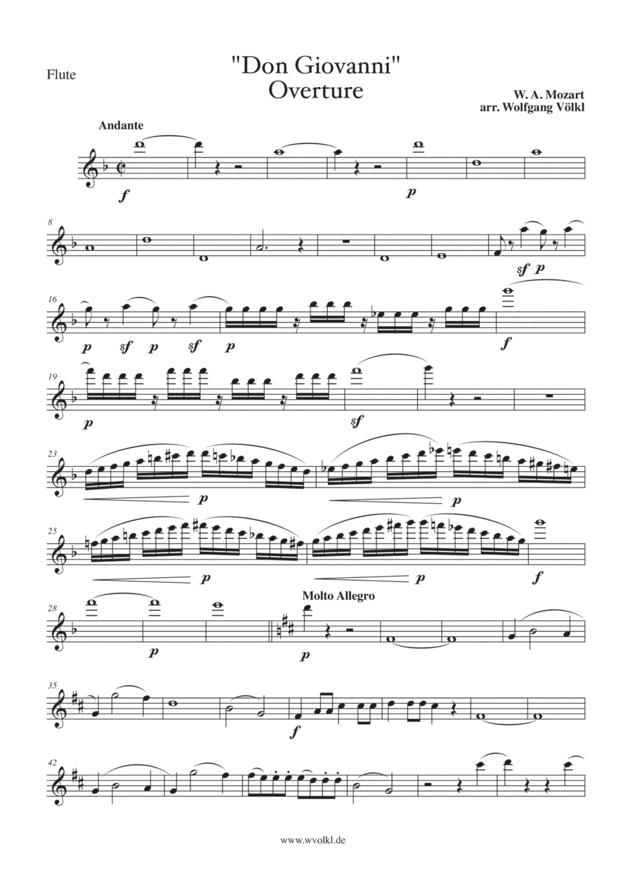 Don Giovanni - Overture - arr. for flute, violin, cello and piano - Parts (arr. Wolfgang Völkl)