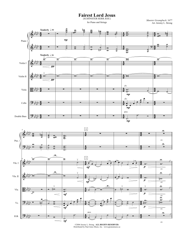 Fairest Lord Jesus (String Orchestra and Piano) (arr. Jeremy Strong)