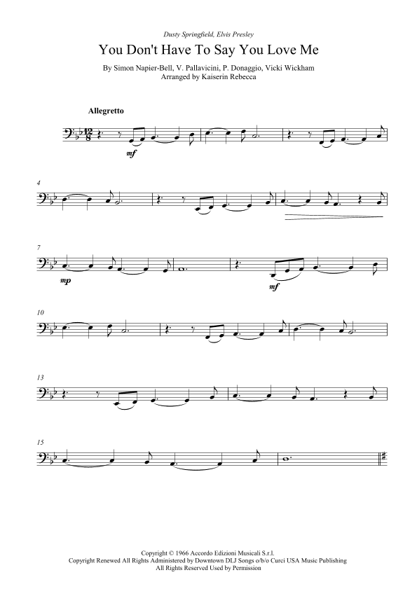 You Don't Have To Say You Love Me (arr. Kaiserin Rebecca)