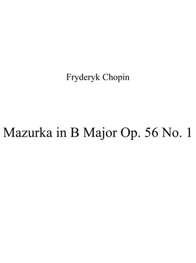 Mazurka in B Major Op. 56 No. 1 (arr. Patrizia Luraschi)