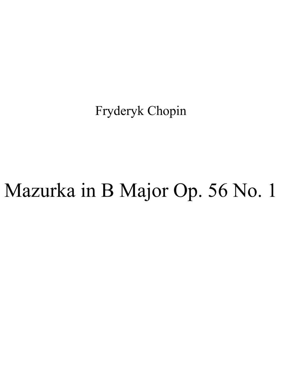 Mazurka in B Major Op. 56 No. 1 (arr. Patrizia Luraschi)
