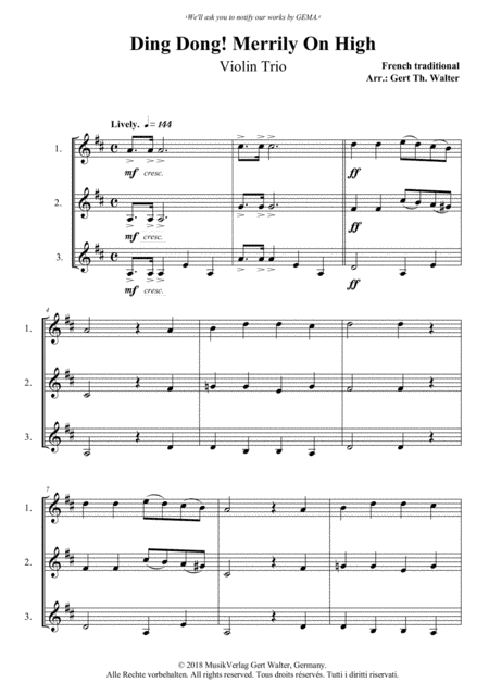 Ding Dong! Merrily On High (arr. Gert Th. Walter)