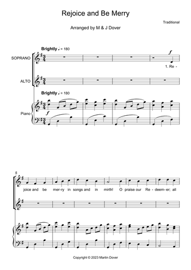 Rejoice and be Merry - 2 part choir - SA - Upper Voices (arr. M & J Dover)