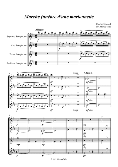 Funeral March of a Marionette - Saxophone Quartet (arr. Afonso Tello)