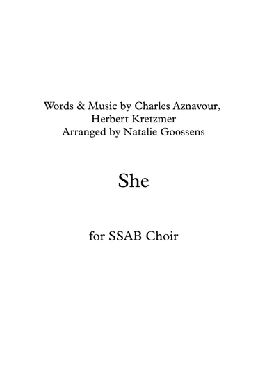 She (arr. Natalie Goossens)