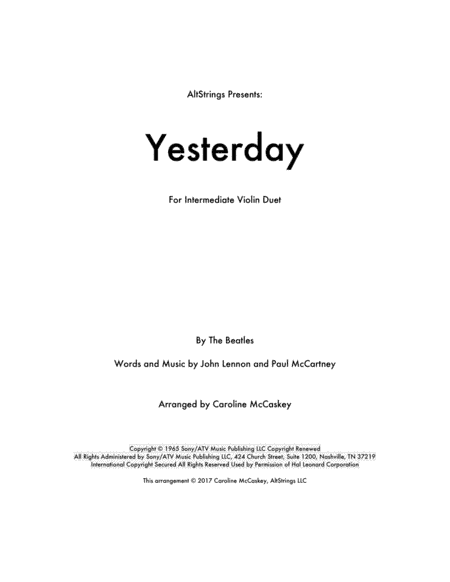Yesterday (arr. Caroline McCaskey)
